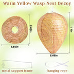 ZeeDix 4 Pack Hanging Paper Fake Wasp Nest Decoy- Eco Friendly Effective Deterrent Bee Hornets Wasp Nest for Outdoor, Home and Garden(8.66"×11",Warm Color)