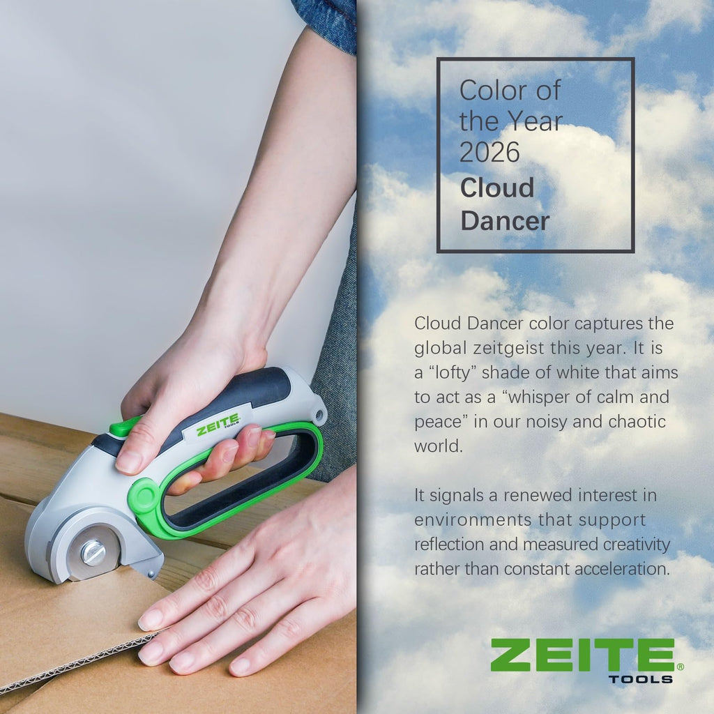 ZEITE 4V Cordless Electric Scissors Cardboard Cutter with 1 x Replace Blade,1 x Storage Box,1 x USB Rechargeable Cable Rotary Cutter for Box Plastic Carpet Cloth, Easy to Hold and Safety,Gray