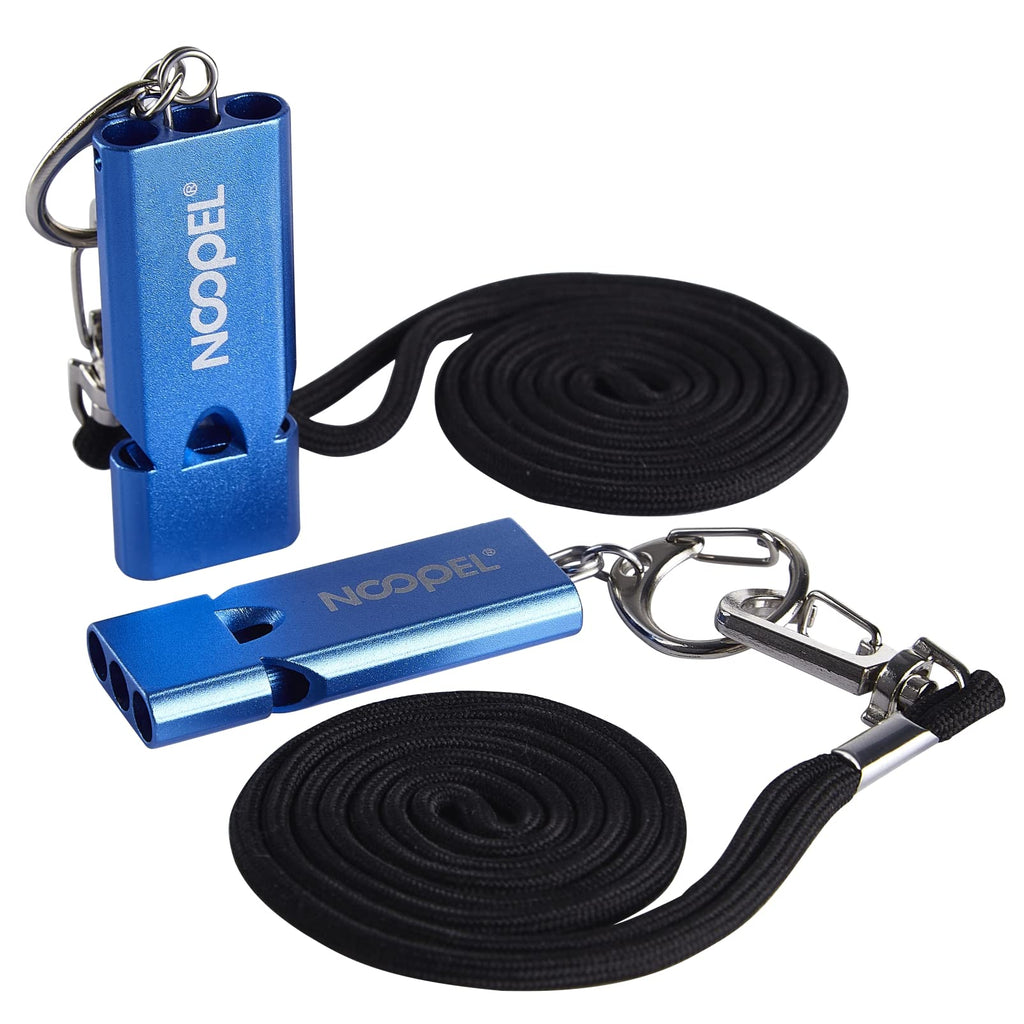 Whistle Emergency Three Tubes Survival Whistles 2 Pack with Lanyard for Hiking Camping Kayak Sports Outdoor Safety Kids Lifeguard Rescue Signaling (Blue)