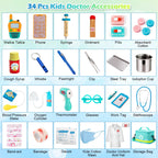 Sundaymot Doctor Kit for Kids, 34 Pcs Pretend Playset for Toddlers, Doctor kit for Toddlers 3-5, with Medical Bag, Stethoscope and Other Accessories, for Boys and Girls Fun Role Playing Game