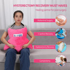okmaba Hysterectomy Pillow with Pocket for Ice/Hot Packs, Abdominal Surgery Recovery Pillow for Women, Post-Surgery Support Cushion(Pink)