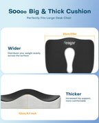 X Large Memory Foam Seat Cushions for Office Chairs Desk,20x18x4.7Inch Thick Office Gaming Chair Cushion Tailbone Pain Relief Mesh Pads Extra Dense Hip Sciatica Car Seat Cushion for Long Sitting Hours