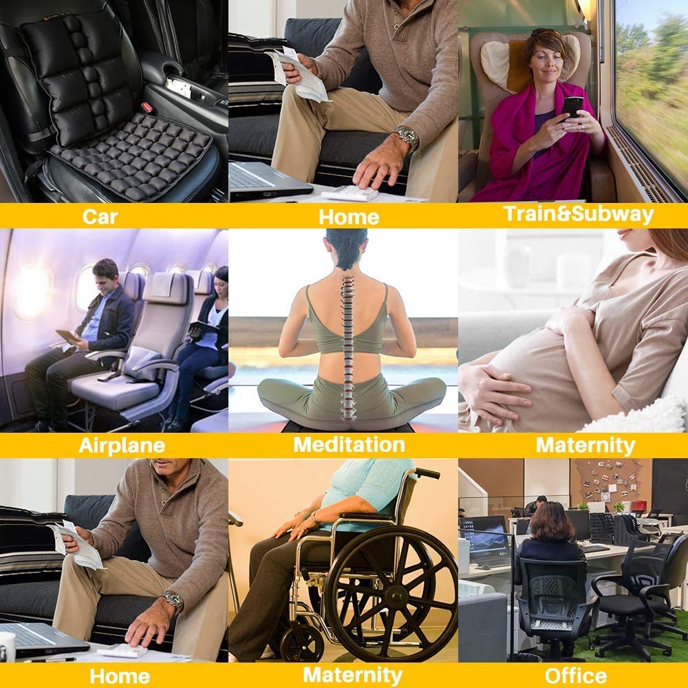SUNFICON Air Seat Cushion Inflatable Seat Cushion Portable Car Seat Office Chair Wheelchair Pad Anti Bedsore Orthopedics Pain Pressure Relief Cushion Camping Seat Mat w Pump 18 ''x 16'' x1'' Blue