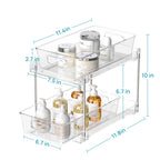 Vtopmart 2 Tier Bathroom Storage Organizer, 4 Pack Clear Under Sink Organizers Vanity Countertop Storage Container, Medicine Cabinet Drawers Bins, Pull-Out Organization with Track for Pantry, Kitchen