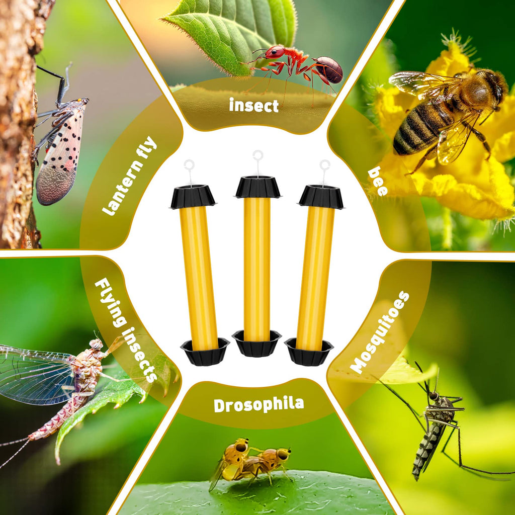 Fly Traps for Indoor Outdoor Hanging Fly Stick Sticky Mosquito Trap Fruit Fly Stick Trap Home Insect Fly Sticky Trap, 10 x 2.5 Inches (12 Pcs)