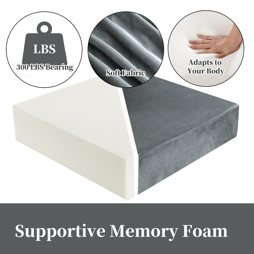 HOMBYS Memory Foam Recliner Cushion for Elderly, 4" Thickness Seat Cushion with Lumbar Support Pillow, Non-Slip & Supportive Chair Seat Cushion with Backrest, (Light Grey, 13" Backrest)
