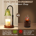 Small Candle Warmer Lamp with Timer, Adjustable Green Lamp Warmer for Jar Candles, Unique Women Gifts for Birthday, Dimmable Candle Heater, Christmas Gifts, Cute Wax Warming Light with Wood Base