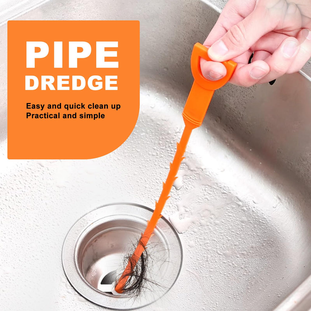 Drain Snake Clog Remover - 4 Pack 20 Inch Flexible Hair Drain Removal Tool for Sink, Shower, Tub & Toilet, Drain Cleaner with Grip Handle - Easy Use Kitchen & Bathroom Drain Opener