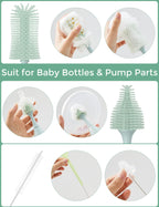 Momcozy Bottle Brush Kit with Push-Press Foam Design - Newborn Essentials Gift, Portable Cleaning Tool for Home & Travel, Baby Bottle Cleaner Brush for Breast Pumps & Nipples, Green