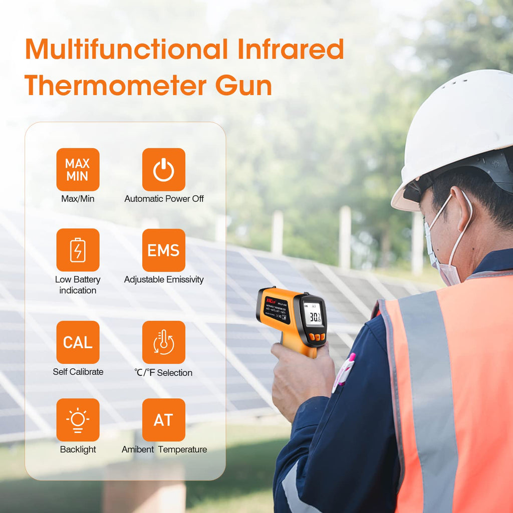 Infrared Thermometer Gun -58°F to 788°F, Laser Temperature Gun with Adjustable Emissivity, Non Contact Laser Thermometer for Cooking/BBQ/Pizza Oven/Grill & Engine - Heat Temperature Gun