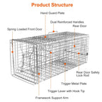 KOCASO Large Live Animal Trap Cage, Foldable Heavy Duty Humane Rat Trap for Indoor and Outdoor, Metal Mouse Trap for Squirrel Gopher Chipmunk Mice Raccoon, Easy to Catch and Release, 31"x11"x12"