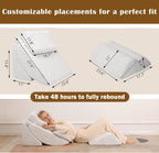 Betterhood 5pcs Orthopedic Bed Wedge Pillow Set, Adjustable Memory Foam, Post Surgery Foam for Back Neck & Leg Pain Relief Support, Acid Reflux, Snoring Reading, Sleeping, Sitting up, Grey