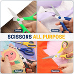 BURVAGY 24-Pack 8" All Purpose Heavy Duty Sharp Scissors Bulk for Office School Home Stainless Steel Blades Safety Soft Grip Handles,Right/Left Handed Scissors