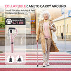 BeneCane Walking Cane for Men & Women Adjustable Cane with Offset Soft Cushioned Handle -Portable Lightweight Sturdy Mobility Walker Aid for Elderly, Seniors Collapsible Cane Pink