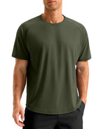 Mens Workout Shirts Quick Dry Athletic Running T-Shirts Short Sleeve Cooling Moisture Wicking Gym Active Tee Tops Olive L