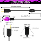 Enhon 4 Pack Accessory Cord with 1 LED Light Bulb, Blow Mold Light with C7 Lamp, Black Cord with On/Off Switch Plug, Christmas Village Light for Holiday Indoor Decor Craft Projects (Purple)