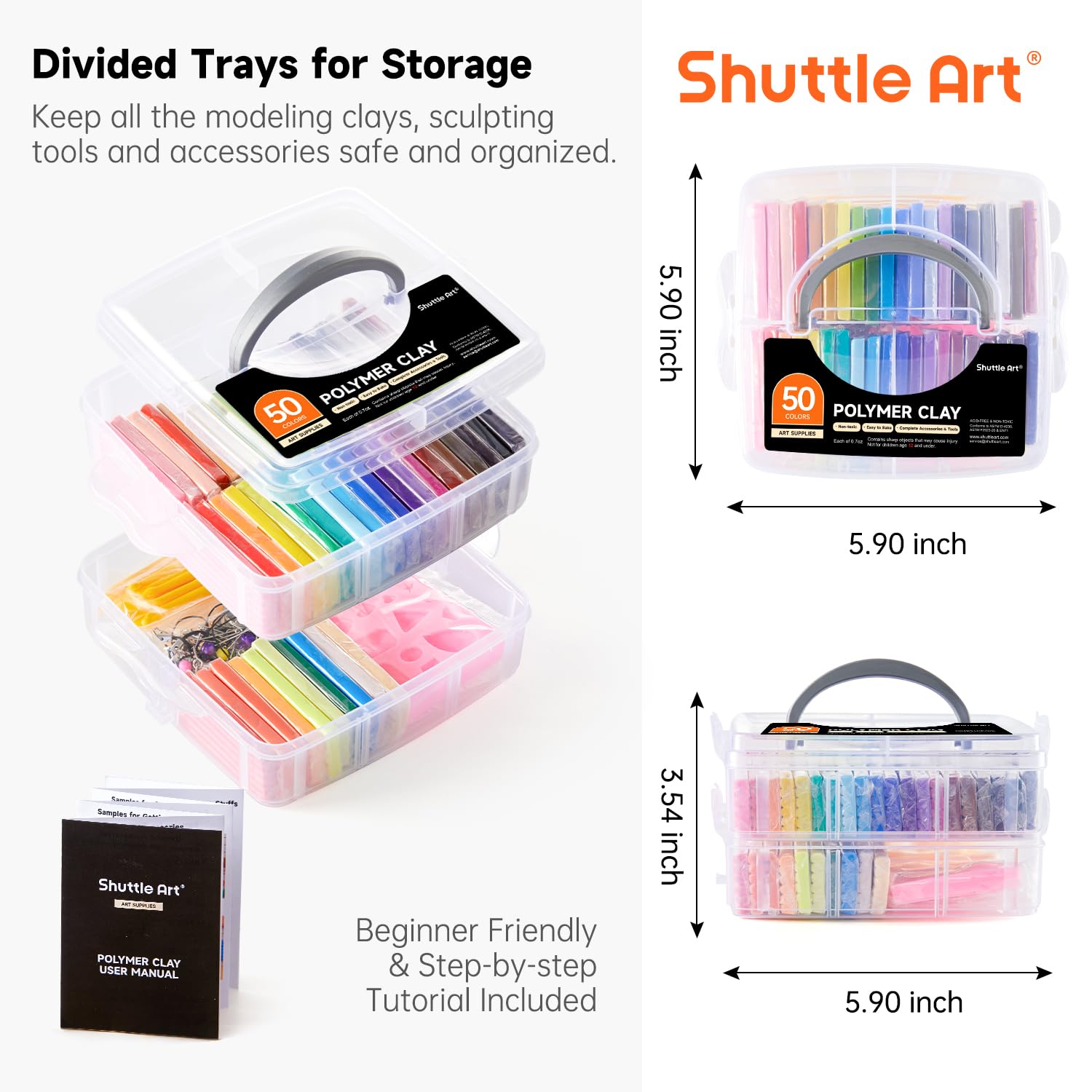 Shuttle Art Polymer Paste, 50 Colours of Modelling Clay with Modelling Tools Accessories, DIY Clay Kit Oven Bake, Non-Toxic for Children