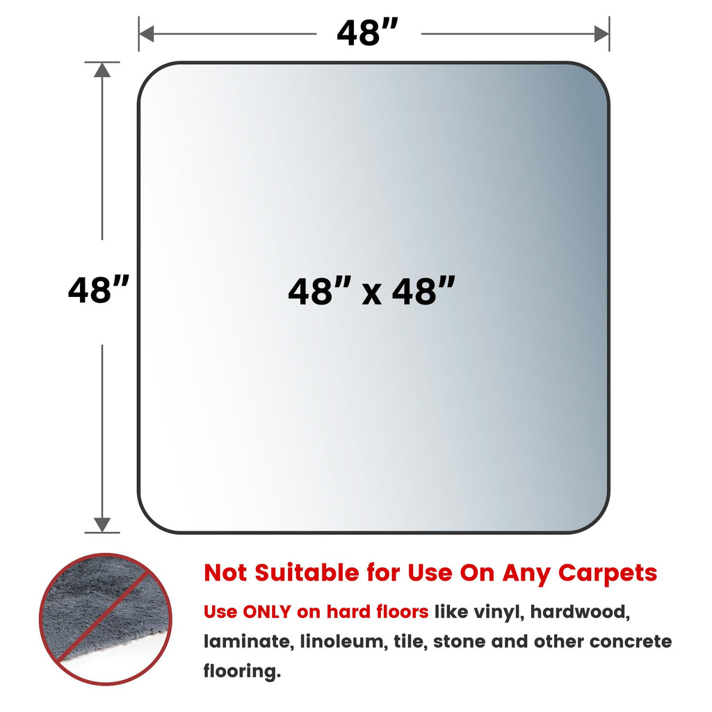 Yecaye Office Chair Mat for Hardwood Floor, 48"×48" Clear Office Floor Mat, Computer&Desk Chair Mat, PVC Heavy Duty Floor Protector Chair Mats for Rolling Chairs, Can't be Used on Carpet