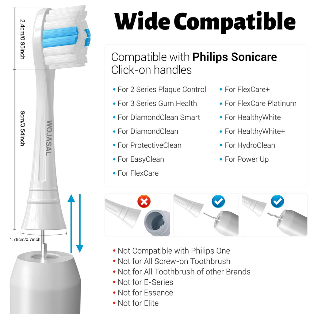 Replacement Brush Heads Compatible with Philips SoniCare Electric Toothbrushes Handle, for Superior Whitening, for Snap-on System, Pack of 6, White…