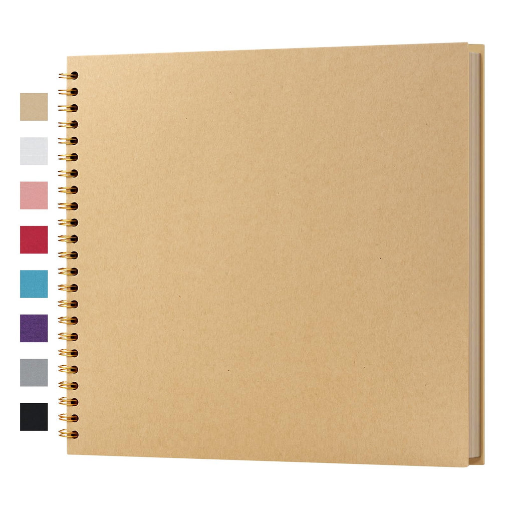 potricher 12 x 12 Inch DIY Scrapbook Album 40 Pages Hardcover Kraft Paper Scrap Book Photo Albums Memory Book for Wedding and Anniversary Family (Yellow, 12 Inch)