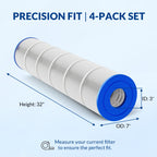 Swimara CCP520 PCC130 178585 R173578 817-0131, 5 oz+ Trilobal Fabric Pool Filter Cartridges, Compatible with Pentair Clean & Clear Plus 520 (#160332) & Waterway 525, 4-Pack, Ultra Series