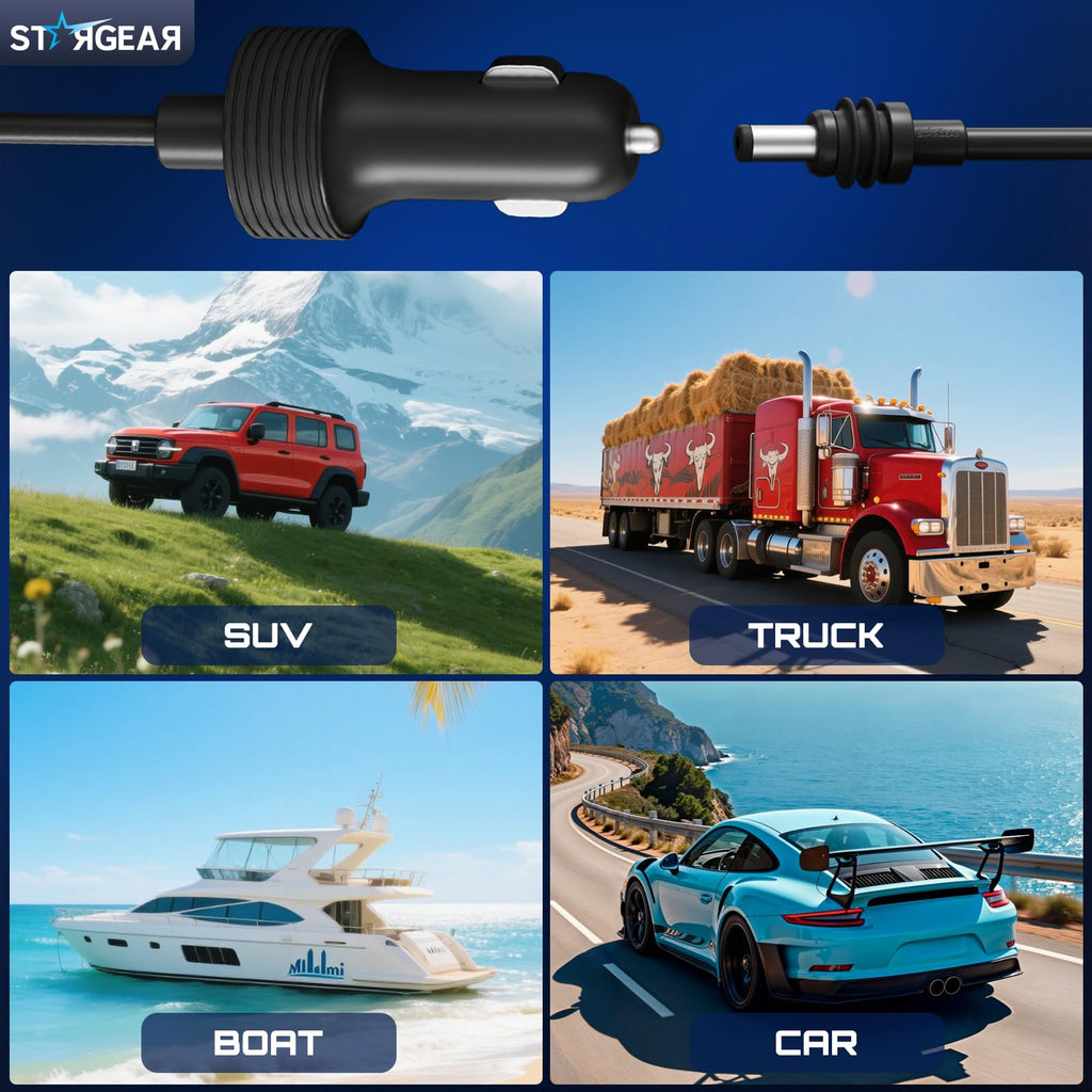 Stargear Starlink Mini Cable 12V Power Cable 3M/10FT, Starlink Mini Accessories 16AWG Cigarette Lighter to DC Cord, 12V-48V Car Charger Car Adapter