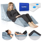 Lunix 5pcs Orthopedic Bed Wedge Pillow Set, Post Surgery Memory Foam for Back, Leg, and Knee Pain Relief, Adjustable Sitting Pillow for Sleeping, Acid Reflux, and GERD, with Hot Cold Pack, Gray