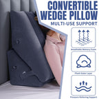 HOMBYS Adjustable Inflatable Bed Wedge Pillow for Sleeping, 7 in 1 Multi Use Back Pillow for Bed Sitting Up, 10 inch Elevated Support Pillow for Legs & Back, Portable for Travel-30"x22"x10", Blue