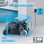 Cordless Robotic Pool Cleaner, Wall Climbing, Lightweight, Extended Battery Life, 8L Large Capacity, Advanced Dual-Motor, X1 Auto Pool Vacuum for Inground & Above Ground Pools Up to 1100 Sq.Ft, Blue