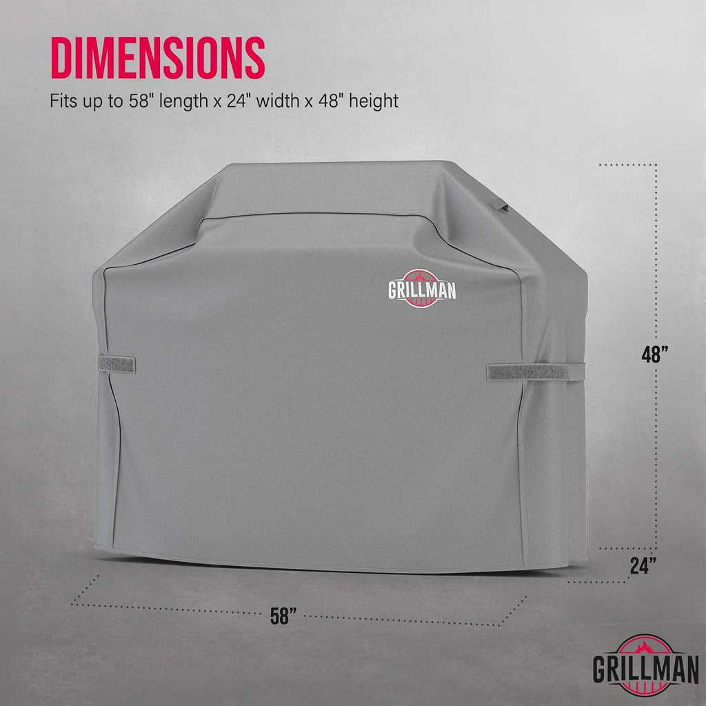 Grillman Premium BBQ Grill Cover. Rip-Proof & Waterproof (58" L x 24" W x 48" H, Tan) Top Heavy Duty Large Grill Cover for Weber Spirit, Genesis, Charbroil, etc. Barbecue Cover and Gas Grill Covers