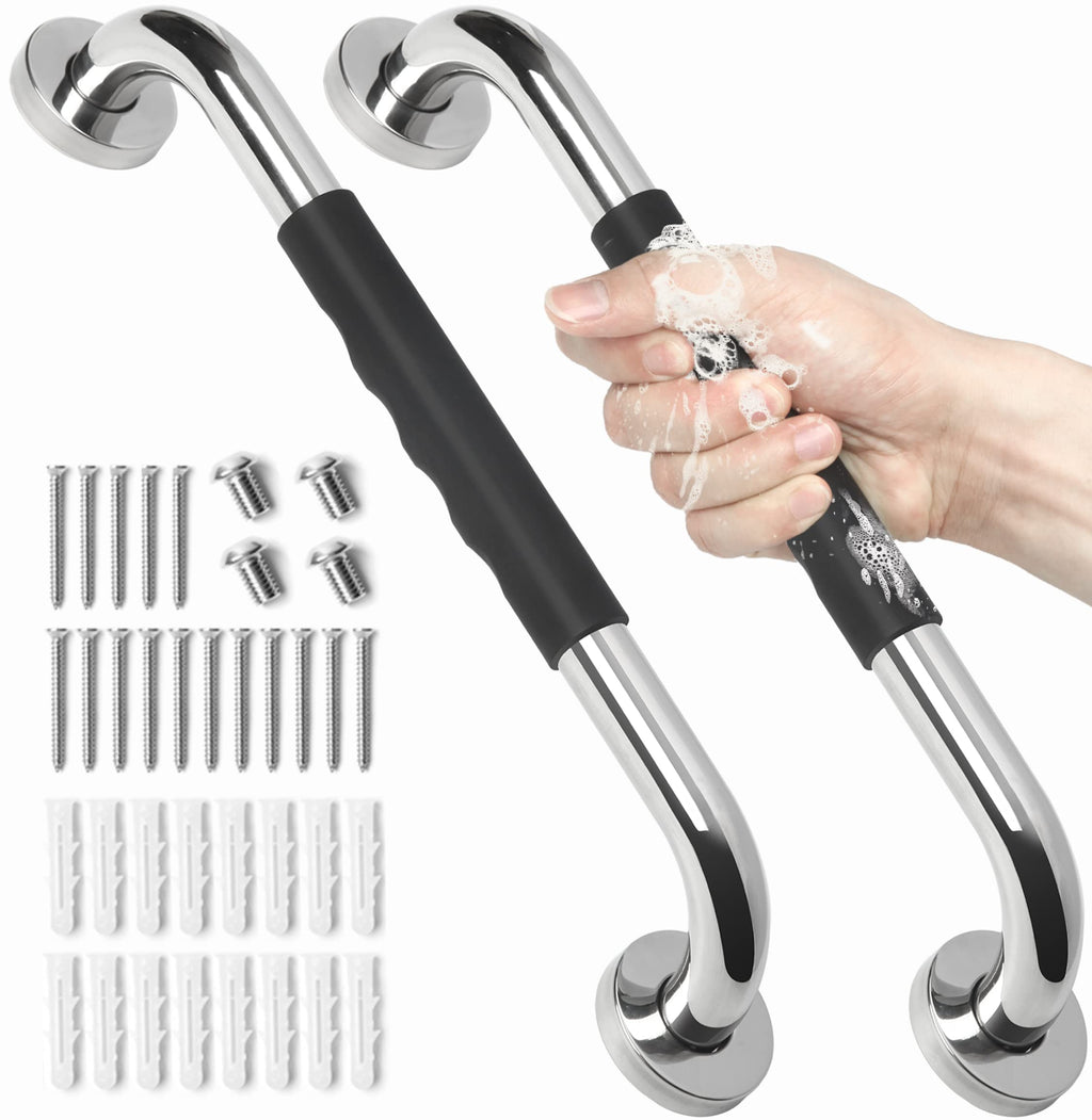 2 Pack Grab Bars for Bathroom, 16 Inch Anti Slip Bathroom Handicap Grab Bars for Showers, Safety Bath & Shower Grab Bar for Seniors, Shower Handles for Elderly, Tesuchan