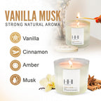 Vanilla Candle | Vanilla Musk Scented Soy Candle | A Blend of Vanilla, Cinnamon, Amber & Hint of Musk | Large Eight Ounce Single Wick Candle | Long Burn time | HHI Candles
