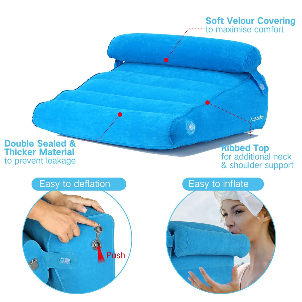 LOKFEHRE Inflatable Bed Wedge Pillow Set for Travel,Wedge Pillows for Neck and Leg Pain Relief & Post Surgery Heartburn, Anti Snoring,GERD for Sleeping Acid Reflux Back