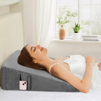 Domusensus Wedge Pillow for Sleeping, 7.5" Bed Wedge Pillow for After Surgery, Triangle Pillow Wedge for Heartburn, Acid Reflux, GERD, Back Pain Relief, Neck Pain, Soft & Cooling Memory Foam Top