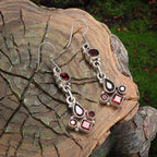 Retro Bohemian Red Zircon Drop Shape Tassel Earrings Women's Fashion Elegant Earring Accessories