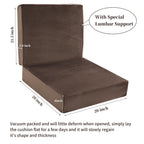 HOMBYS Memory Foam Recliner Cushion for Elderly, 4" Thickness Seat Cushion with Lumbar Support Pillow, Non-Slip & Supportive Chair Seat Cushion with Backrest, (Brown, 21.5" Backrest)