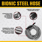 BIONIC STEEL 75 FT Garden Hose with Nozzle, 304 Stainless Steel Metal Water Hose 75Ft 500 PSI