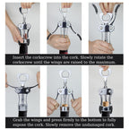 Wine Opener, Heavy-Duty Zinc Alloy Wing Corkscrew, Premium Beer Bottle Opener, Multifunctional Wine Accessories with Ergonomic Handle and Sharp Screw, for Kitchen, Bar, Restaurant (SILVER)