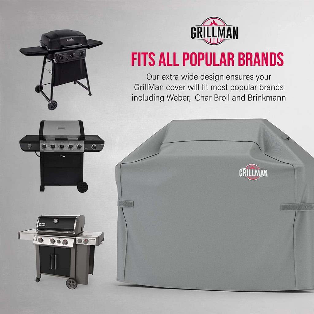 Grillman Premium BBQ Grill Cover. Rip-Proof & Waterproof (58" L x 24" W x 48" H, Tan) Top Heavy Duty Large Grill Cover for Weber Spirit, Genesis, Charbroil, etc. Barbecue Cover and Gas Grill Covers