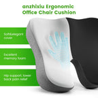 Deep U Tailbone Pain Relief Seat Cushion for Long Sitting on Office Chair, Wheelchair, Car Seat, Home Seat - Slope Curve Hemorrhoids Pillow for Hip, Tailbone, Coccyx, Sciatica Pain-Black/Gray