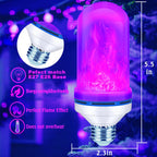 LeiNetfor Upgraded LED Flame Light Bulbs, 4-Mode Flickering Light Bulbs with Gravity Sensor, E26 Fire Light Bulb for Porch Party Patio Home Halloween Christmas Indoor Outdoor (Purple, 4)