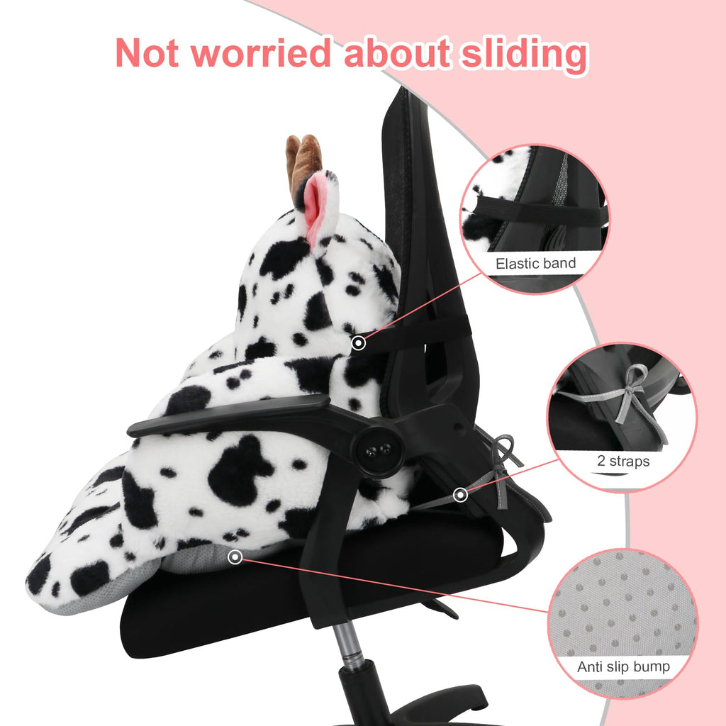 QYA Cute Chair Cushion, Soft Seat Cushions for Office Desk, Kawaii Chair Pillow for Gaming, Comfy Floor Seating for Adults, Cow Stuff for Bedroom Playroom Dining Living Room Decor, 17"x16.5"