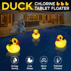 Pool Chlorine Floater with Light,Duck Chlorines Floaters with Adjustable Flow,Solar Chlorine Floater,Floating chlorines Dispenser for Pool,Hot Tub chlorines Floaters, Yellow