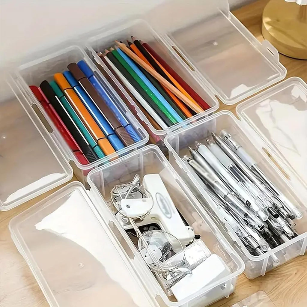 2Pcs Plastic Pen Holder,Capacity Pencil Boxes Clear Holder for Desk Office Desk Organizer Accessories