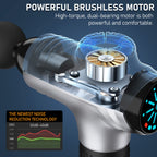 RAEMAO Massage Gun Deep Tissue, Back Massage Gun for Athletes for Pain Relief Attaching 10 PCS Specialized Replacement Heads, Percussion Massager with 10 Speeds & LED Screen, Silver