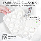 AOTASO 2 Pcs Silicone Muffin Pan for Baking with Metal Frame, Nonstick 12 Cup Regular Size Cupcake Pan, Silicone Muffin Tray for Egg Bites (Cream)