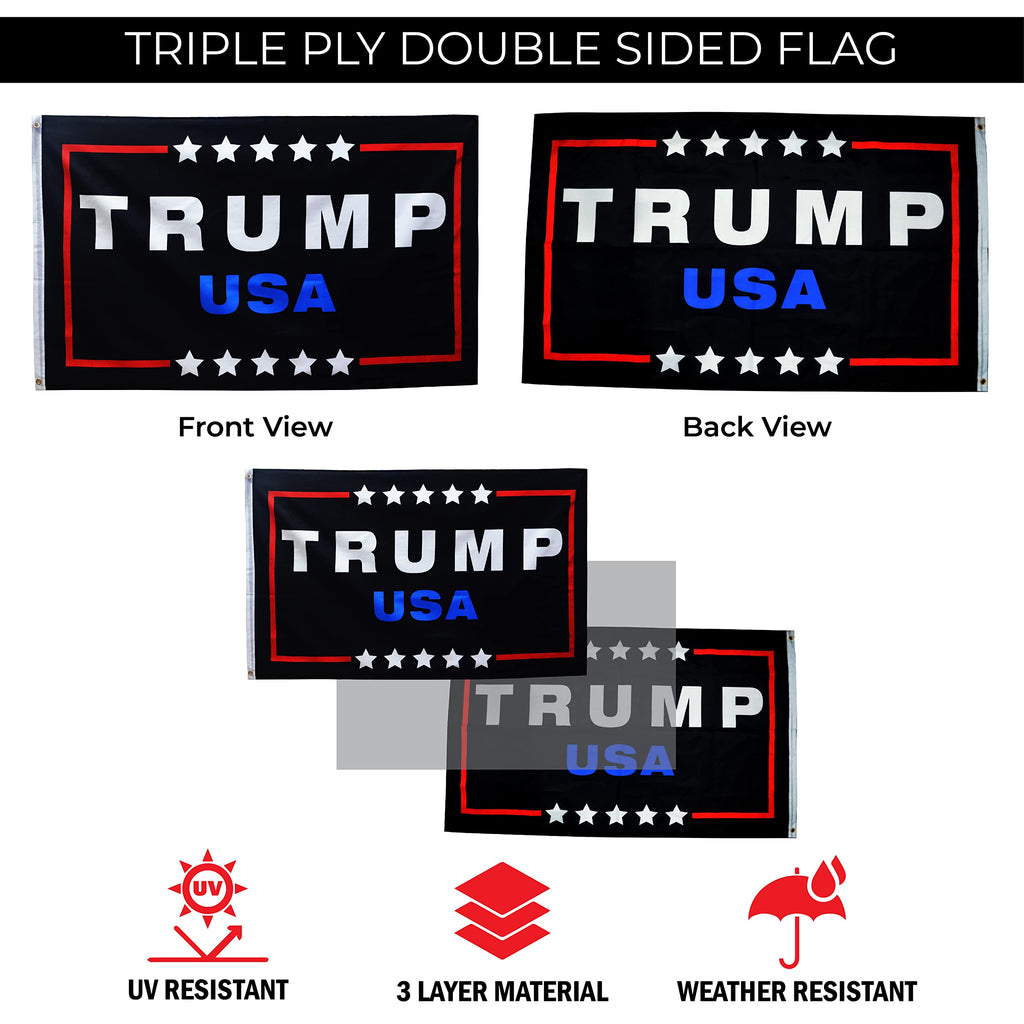 Donald Trump 2024 Flag For Trump Supporter Double Sided 3x5 feet 3 PLY Outdoor Patriotic American Flags With 2 Anti-Rust Brass Grommets - 100D Polyester With 3 Stickers Let's Go Brandon by NOAHIAN