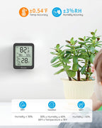 Govee Indoor Hygrometer Thermometer 2 Pack, Bluetooth Humidity Temperature Gauge with Large LCD Display, Notification Alert with Max Min Records, 2 Years Data Storage Export for Room Greenhouse, Black