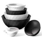 COOK WITH COLOR Mixing Bowls with Lids - 12 Piece Plastic Nesting Bowls Set includes 6 Prep Bowls and 6 Lids, Diamond Design - Microwave Safe (Mint)