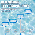 Pool Skimmer - Pool Net with Pole, 4 Section, 26.4"-66.5" Thick Adjustable Telescopic Pole & Fine Mesh Pool Skimmer Net,Larger Capacity Pool Nets for Cleaning, Durable Deep Rake Pool Net Skimmer